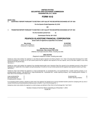 Thumbnail Peapack-Gladstone Financial 10-Q Quarterly Report FY2018 
