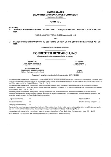 Vorschaubild Forrester Research
 10-Q Quartalsbericht 2018 