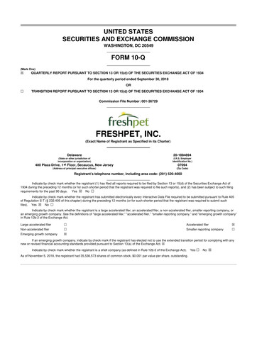 Thumbnail Freshpet 10-Q Quarterly Report FY2018 