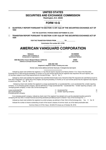 Thumbnail American Vanguard 10-Q Quarterly Report FY 