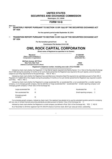 Thumbnail Blue Owl Capital Corporation 10-Q Quarterly Report FY 