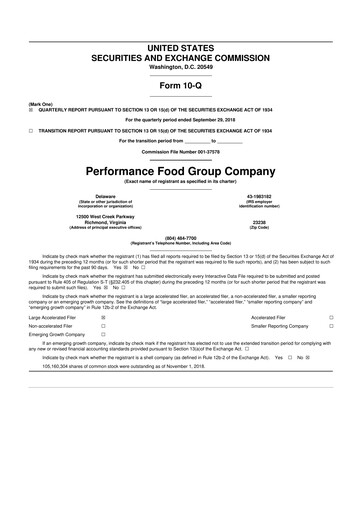 Vorschaubild Performance Food Group 10-Q Quartalsbericht 2019 