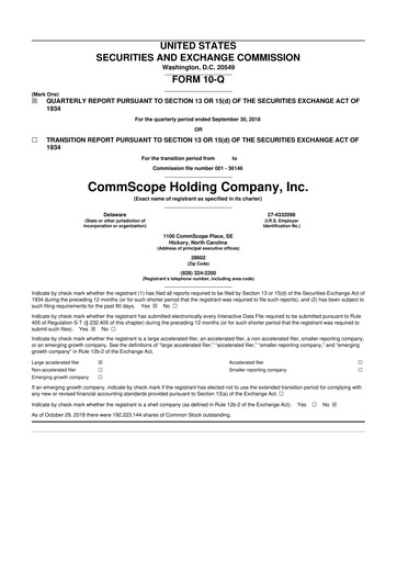 Thumbnail CommScope
 10-Q Quarterly Report FY2018 