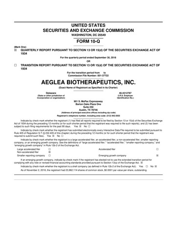 Thumbnail Spyre Therapeutics 10-Q Quarterly Report FY2018 