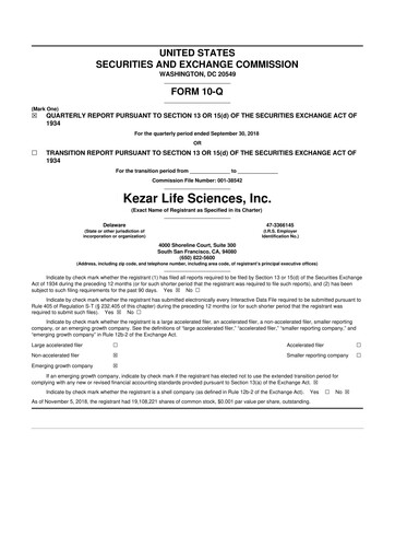 Thumbnail Kezar Life Sciences 10-Q Quarterly Report FY 