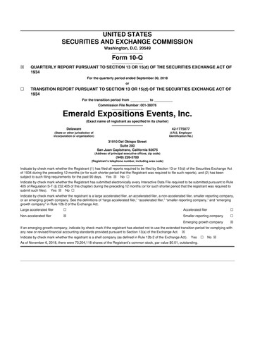 Thumbnail Emerald Holding 10-Q Quarterly Report FY2018 