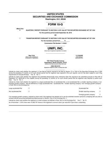 Thumbnail Unifi 10-Q Quarterly Report FY2019 