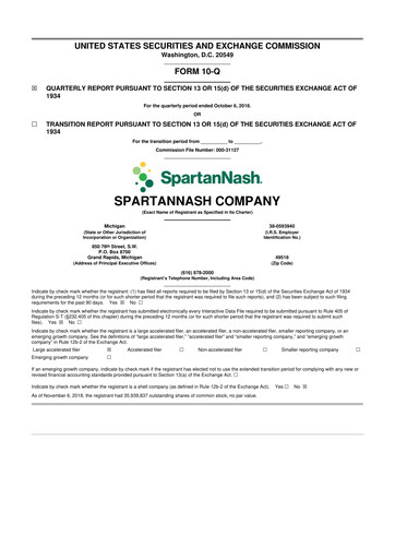Miniature SpartanNash
 10-Q Rapport trimestriel 2018 