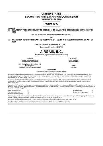 Miniature Airgain 10-Q Rapport trimestriel 2018 