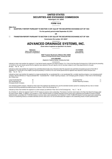 Thumbnail Advanced Drainage Systems
 10-Q Quarterly Report FY2019 