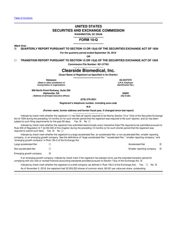 Vorschaubild Clearside Biomedical
 10-Q Quartalsbericht 2018 