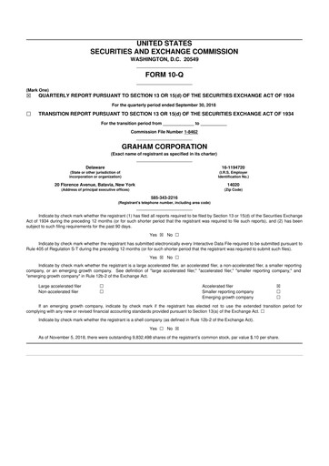 Thumbnail Graham Corporation
 10-Q Quarterly Report FY2019 