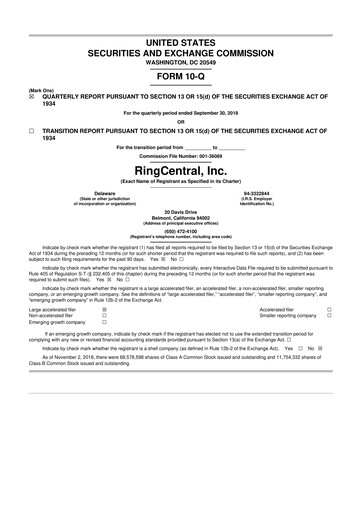 Thumbnail RingCentral
 10-Q Quarterly Report FY 
