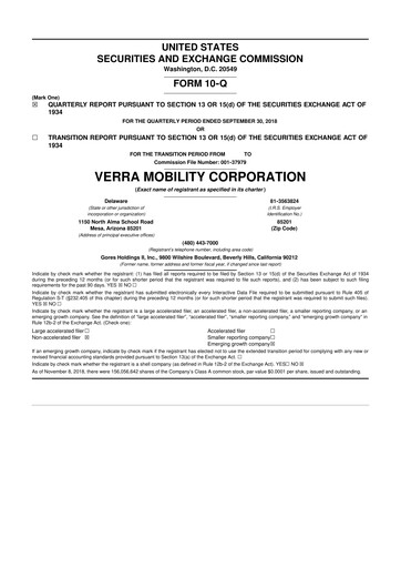 Thumbnail Verra Mobility 10-Q Quarterly Report FY2018 