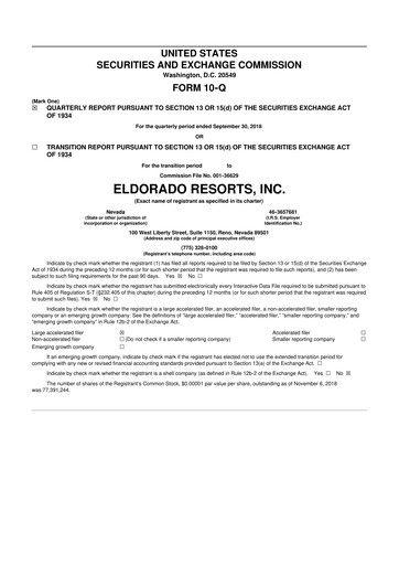 Thumbnail Caesars Entertainment
 10-Q Quarterly Report FY2018 