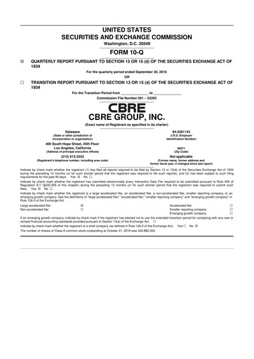 Thumbnail CBRE Group
 10-Q Quarterly Report FY2018 