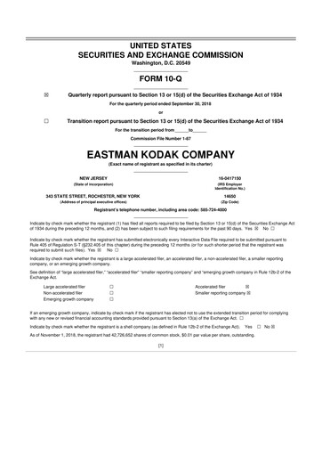 Thumbnail Eastman Kodak Company 10-Q Quarterly Report FY2018 