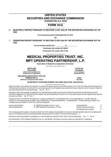 Vorschaubild Medical Properties Trust
 10-Q Quartalsbericht  
