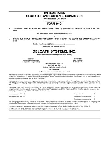 Thumbnail Delcath Systems 10-Q Quarterly Report FY2018 