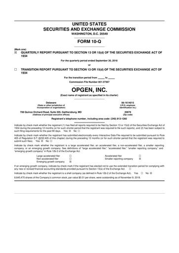 Thumbnail OpGen
 10-Q Quarterly Report FY 