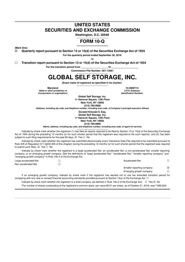 Thumbnail Global Self Storage 10-Q Quarterly Report FY2018 
