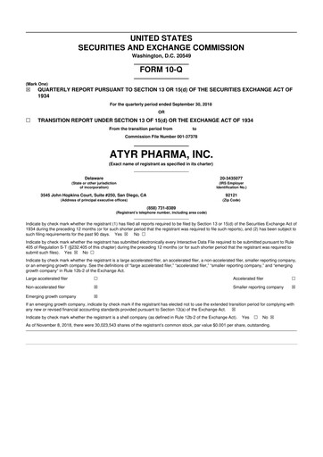 Thumbnail aTyr Pharma 10-Q Quarterly Report FY 