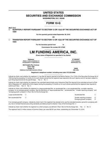 Thumbnail LM Funding America 10-Q Quarterly Report FY2018 
