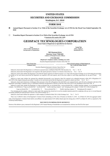 Thumbnail Geospace Technologies
 10-K Annual Report 2018