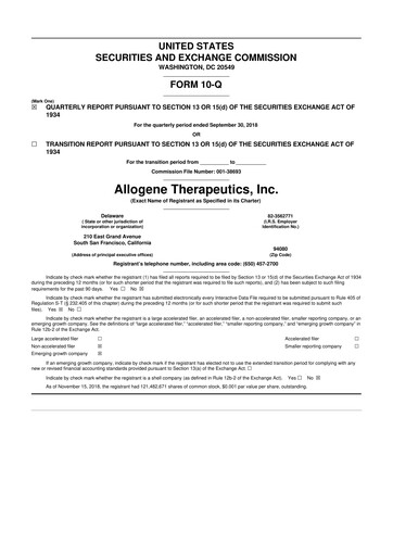 Thumbnail Allogene Therapeutics
 10-Q Quarterly Report FY 