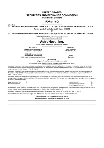 Thumbnail AstroNova, Inc. 10-Q Quarterly Report FY2019 