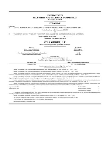 Thumbnail Star Group 10-K Annual Report 2018