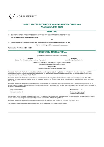 Miniature Korn Ferry
 10-Q Rapport trimestriel  