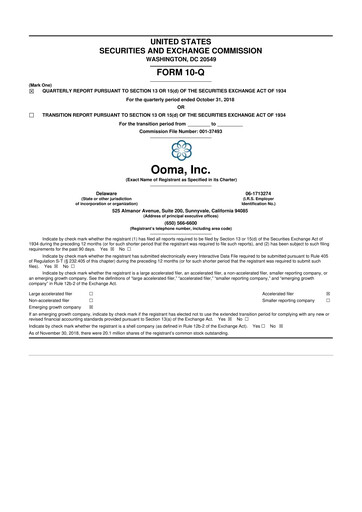 Vorschaubild Ooma 10-Q Quartalsbericht 2019 