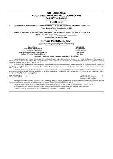 Thumbnail Urban Outfitters
 10-Q Quarterly Report FY2019 