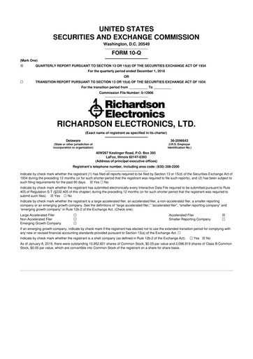 Thumbnail Richardson Electronics 10-Q Quarterly Report FY2019 