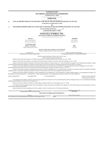 Thumbnail FuelCell Energy
 10-K Annual Report 2018