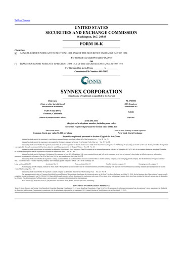 Thumbnail TD Synnex 10-K Annual Report 2018