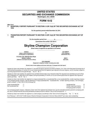 Thumbnail Champion Homes 10-Q Quarterly Report FY2019 