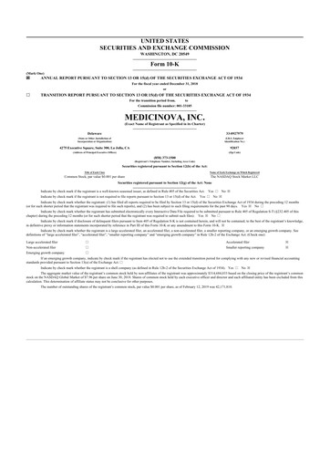 Thumbnail MediciNova 10-K Annual Report 2018