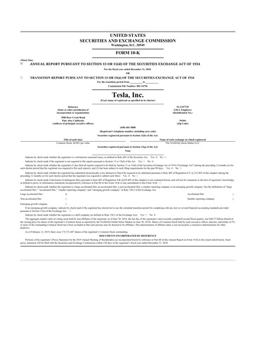 Thumbnail Tesla 10-K Annual Report 2018