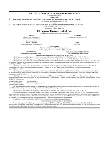 Thumbnail Ultragenyx Pharmaceutical 10-K Annual Report 2018