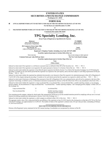 Thumbnail Sixth Street Specialty Lending 10-K Annual Report 