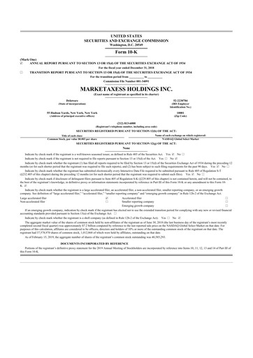 Thumbnail MarketAxess
 10-K Annual Report 2018