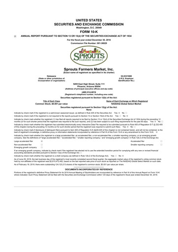 Thumbnail Sprouts Farmers Market 10-K Annual Report 2018