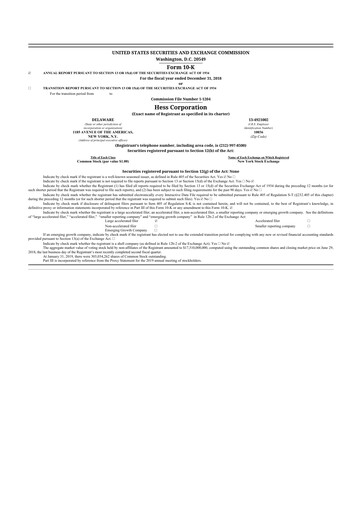 Thumbnail Hess 10-K Annual Report 2018