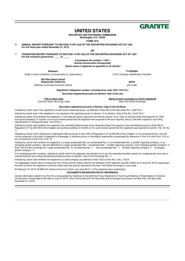 Thumbnail Granite Construction
 10-K Annual Report 2018