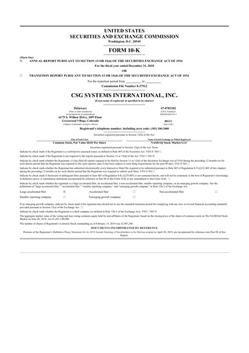 Thumbnail CSG International
 10-K Annual Report 2018