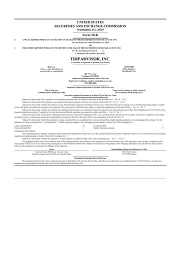 Thumbnail TripAdvisor 10-K Annual Report 2018