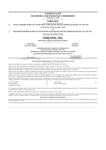 Thumbnail CoreCivic 10-K Annual Report 2018