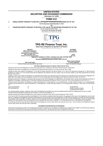 Thumbnail TPG Real Estate Finance Trust
 10-K Annual Report 2018